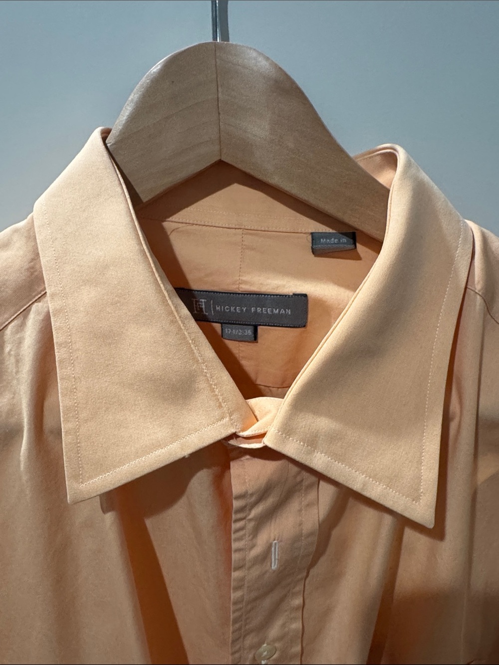 Hickey Freeman Peach Button-Up Dress Shirt